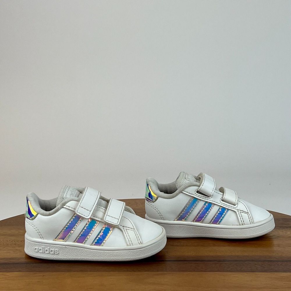 Little Kids Adidas Grand Court 1 White Leather Shoes Sneakers Size 5 C GUC‎